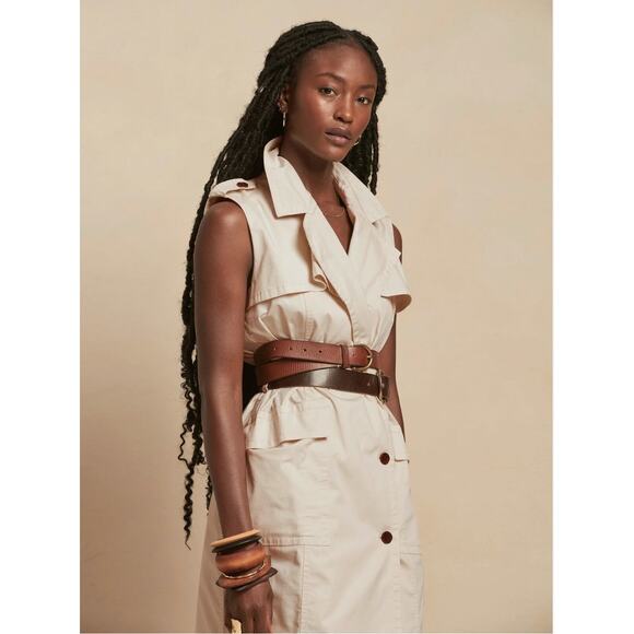 BANANA REPUBLIC NWT Trench Dress in Transition Cream White // L - Picture 2 of 11